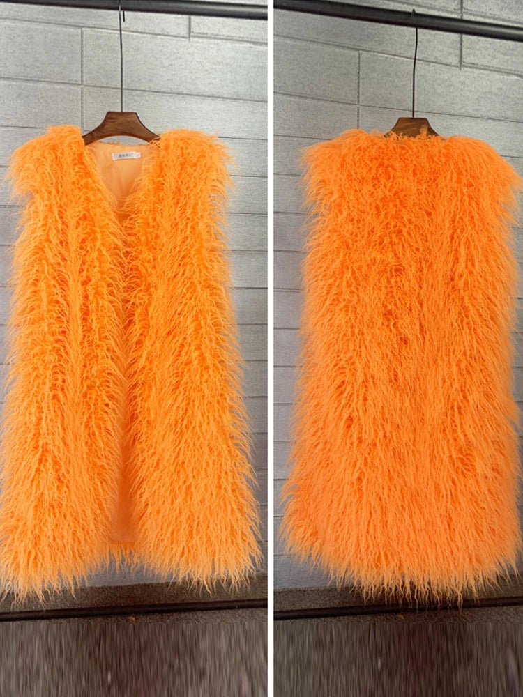 Long Faux Fur Vest