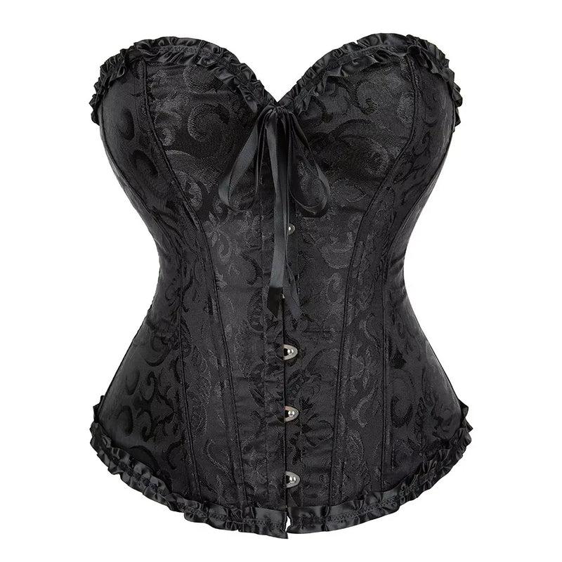European and American court style corset jacquard lace back strap adjustable waist molding belly supporting bone shapewear 8111