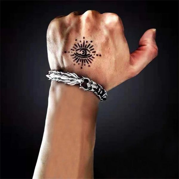 Vintage Gold Color Alloy Bracelet For Men Hip Hop Dragon Pattern Dragon Head Jewelry Bracelet Dragon Head Jewelry