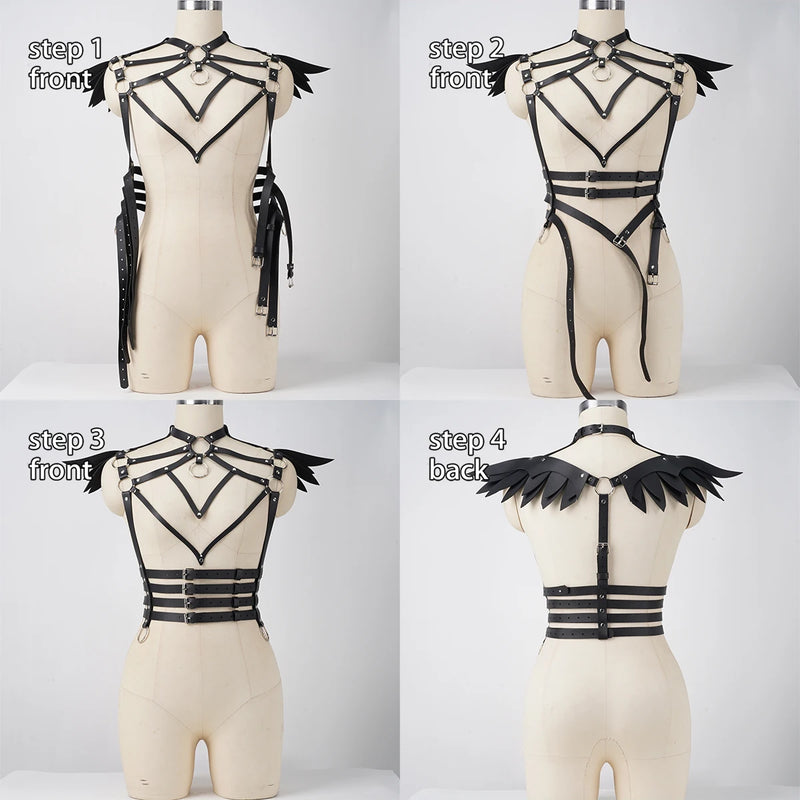 Fashion Belt Female Street Style Angel Wings Shape Suspenders for Women Casual Wild Decoration WaistBond Goth Clothing Accessoly