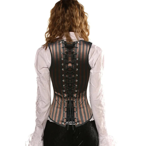 Steampunk Steel Boned Corset Top for Women Victorian Overbust Leather Waist Trainer, Gothic Lace-Up Bustier Cosplay Body Shaper