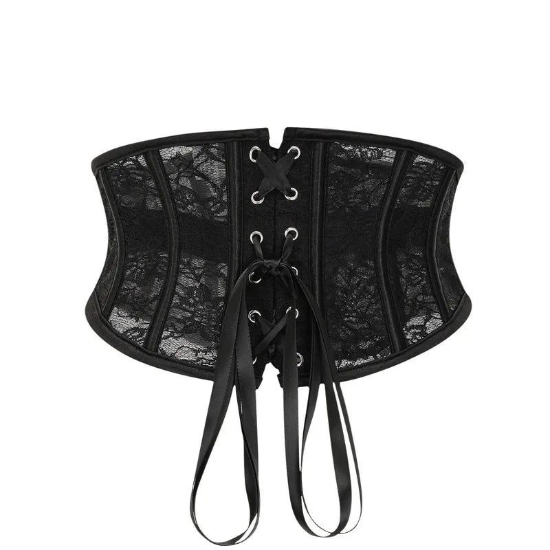 Waist Clip Slimming Belt Women 14 Spiral Steel Boned Shaping Girdle Corset Short Sexy Lace Adjustable Buckle Lace Up Shapewear