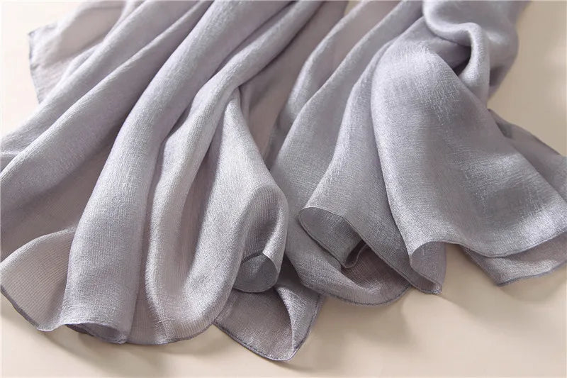 2023 Luxury Brand Women Fashion Scarf Plain Solid Silk Linen Shawls Scarves Summer Lady Bandanas Pashmina Foulard Hijab 180*90Cm