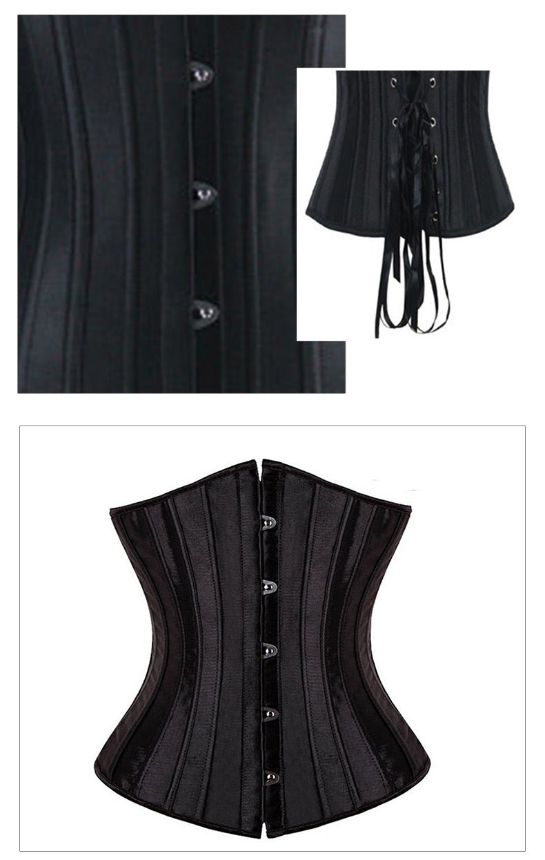 Steel Belly Belt Breast Support Court Corset Satin Fabric