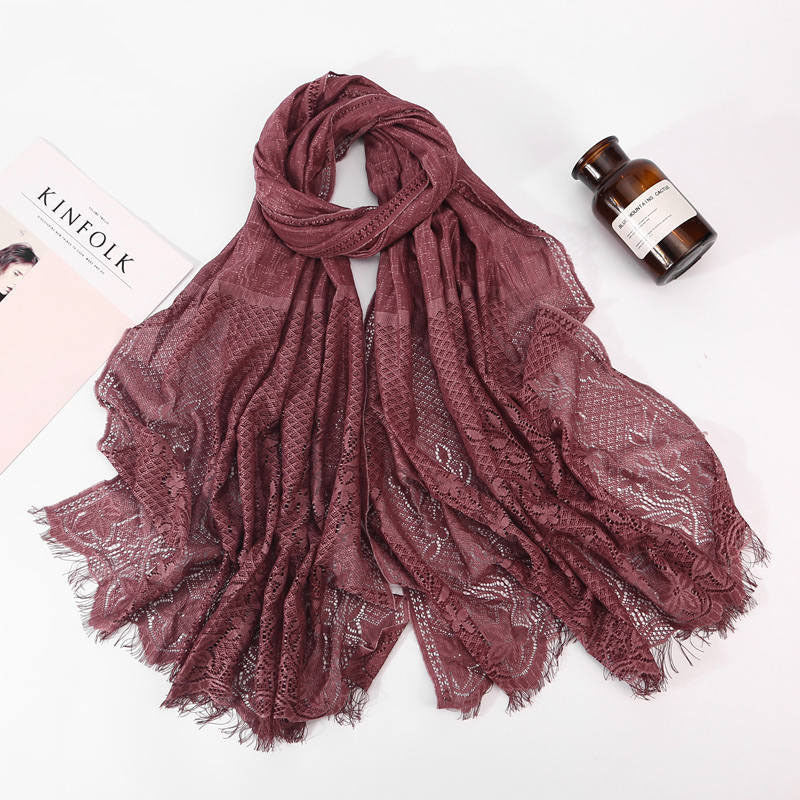 Women's Fashion Lace Solid Color Scarf